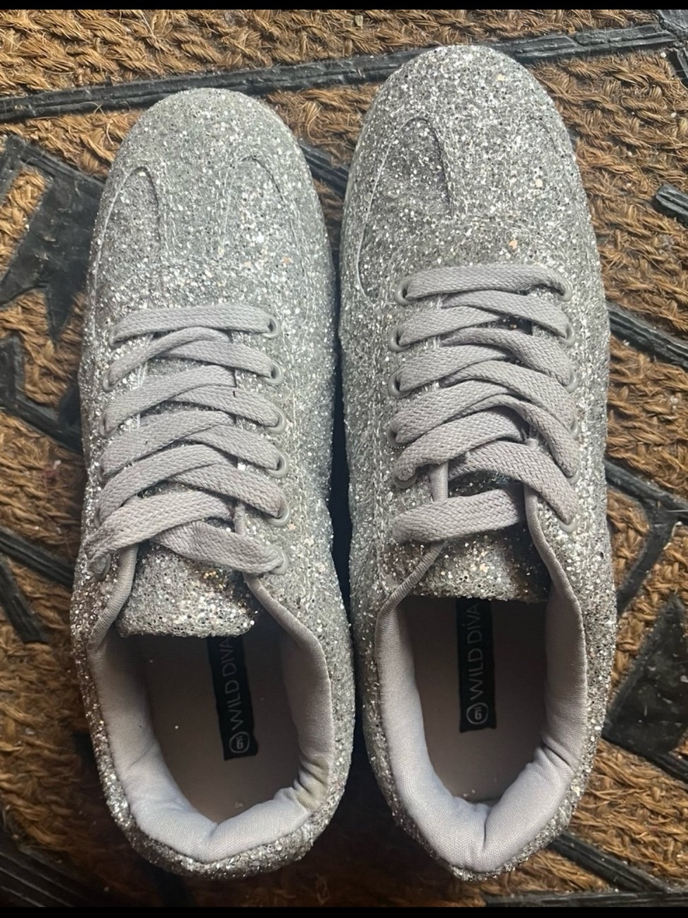 Wild Diva Glitter Lace-Up Sneakers